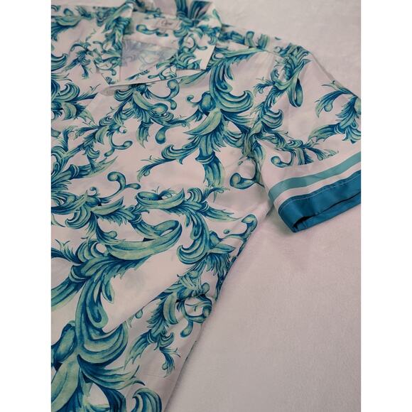 Cigar Couture 3XL Short Sleeve Button Up Baroque Syle Blue/Teal Moss - Picture 4 of 11